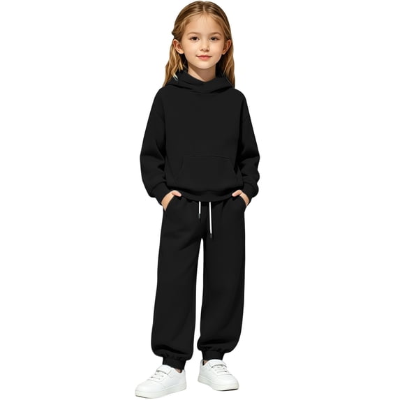Kids Sweatsuit Girls Boys 2 Piece Tracksuit Jogging Outfits Set Hooded Sweatshirt and Jogger Sweatpants Teen Clothing Sets