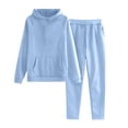 thumbnail image 1 of Kids Sweatsuit Girls Boys 2 Piece Tracksuit Outfits Long Sleeve Hooded Sweatshirt and Jogger Sweatpants Clothing Sets,Blue 15-16 Years, 1 of 3