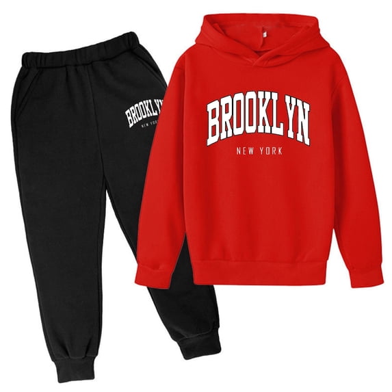 Kids Sweatsuit Set 2PC Tween Fall Outfits Sweatshirt with Leggings Pants Graphic Letter Printed Long Sleeve Pullover Soft Fall Outfits Set Preppy Clothes 13-14 Years