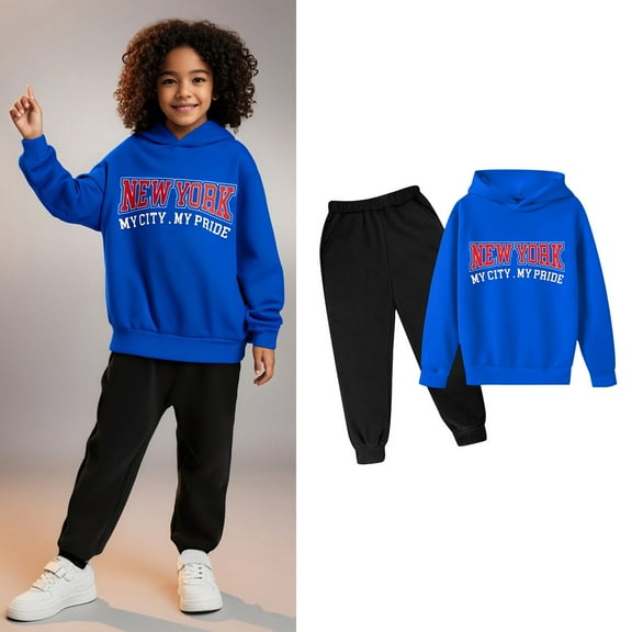 Kids Sweatsuit Set for Girls,2 Piece Long Sleeve Letter Pattern Tracksuit Pullover Hoodie Sweatpants Joggers Set Fall Winter Clothes Boys Girls Athletic Clothes Sets 3-4 Years