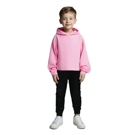 Kids Sweatsuit Set for Girls 2 Piece Long Sleeve Pink Basic Hoodie and Sweatpants Warm Fall Winter Clothes Clothes for Girls 12-13 Years Trendy Boys Girls Fashion