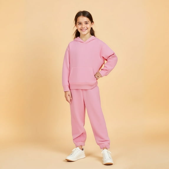 Kids Sweatsuit Set for Girls 2 Piece Long Sleeve Pink Tracksuit Hoodie and Jogger Pants Fall Winter Clothes Teen Girls Trendy Clothes8-9 Years Boys Girls Fashion
