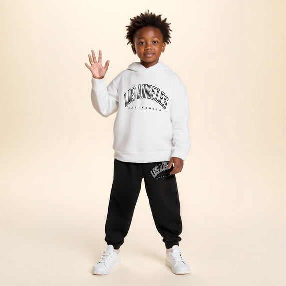 Kids Sweatsuit Set for Girls 2PC Long Sleeve Letter Print Hooded Sweatsuits Pullover Leggings Pants Fall Winter Clothes Girls Matching Sets Boys Girls Fashion