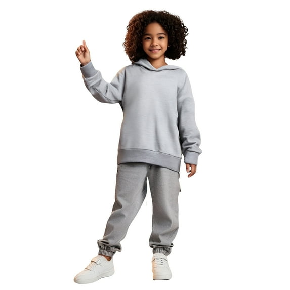 Kids Sweatsuit Set for Girls 2PC Long Sleeve Light Gray Pullover Hoodie and Active Jogger Pants Fall Winter Clothes Girls Sets3-4 Years Boys Girls Fashion