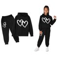 thumbnail image 1 of Kids Sweatsuit Set for Girls 2PC Long Sleeve Printed Hooded Sweatsuits Pullover and Sweatpants Warm Fall Winter Clothes Teen Girls Clothes 11-12 Years Boys Girls Fashion, 1 of 4