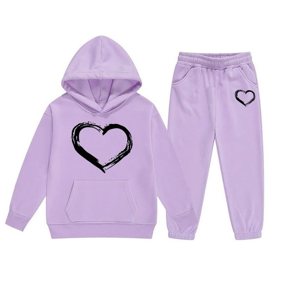 Kids Sweatsuit Set for Girls 2PC Long Sleeve Printed Hoodie and Jogger Pants Fall Clothes Boys Girls Athletic Clothes Sets 5-6 Years Boys Girls Fashion