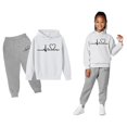 thumbnail image 1 of Kids Sweatsuit Set for Girls 2PC Long Sleeve Printed Soft Hoodie Sweatpants Joggers Set Warm Fall Winter Clothes Toddler Boys Clothes 12-13 Years Boys Girls Fashion, 1 of 4