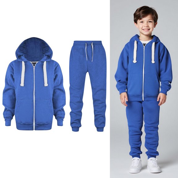 Kids Sweatsuit Set for Girls,2PC Long Sleeve Zip upSky Blue Tracksuit Hoodie Sweatpants Warm Fall Winter Clothes Kids Outfits for Girls 9-10 Years Trendy