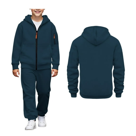 Kids Sweatsuit Set for Boys 2 Piece Long Sleeve Zip Up Hoodie and Active Jogger Pants Warm Fall Winter Clothes Boys 4-5 Years Clothes
