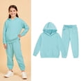 thumbnail image 1 of Kids Sweatsuit Set for Girls,2 Piece Long Sleeve Blue Pullover Hoodie Leggings Pants Fall Clothes Clothes for 6-7 Years Old Girls, 1 of 3