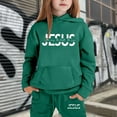 thumbnail image 1 of Kids Sweatsuit Set for Girls 2 Piece Long Sleeve Green Tracksuit Pullover Hoodie Sweatpants Set Warm Fall Winter Clothes 8-9 Years Girls Outfits, 1 of 5