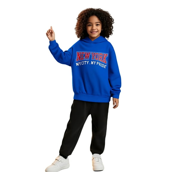 Kids Sweatsuit Set for Girls 2 Piece Long Sleeve Letter Graphic Sweatshirt Leggings Pants Warm Fall Winter Clothes Boys' Tracksuits 5-6 Years