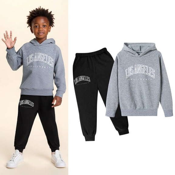 Kids Sweatsuit Set for Girls,2 Piece Long Sleeve Letter Pattern Pullover Hoodie Jogging Pants Fall Clothes Boys Girls Athletic Clothes Sets 5-6 Years