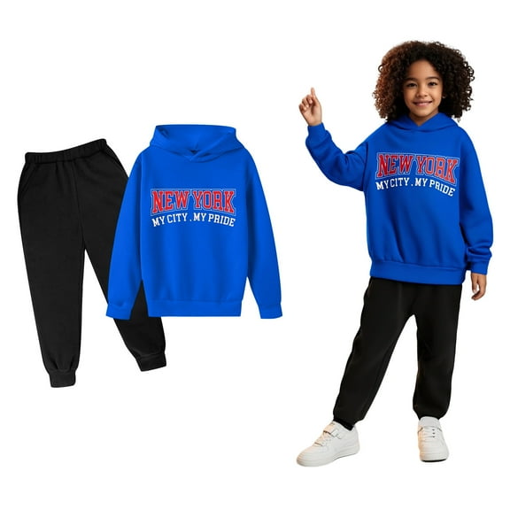 Kids Sweatsuit Set for Girls,2 Piece Long Sleeve Letter Pattern Pullover Hoodie and Sweatpants Winter Clothes Kids Clothes 3-4 Years
