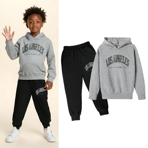 Kids Sweatsuit Set for Girls,2 Piece Long Sleeve Letter Pattern Soft Hoodie and Active Jogger Pants Fall Clothes Boy Clothes 3-4 Years