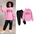 thumbnail image 1 of Kids Sweatsuit Set for Girls,2 Piece Long Sleeve Letter Pattern Sweatshirt and Sweatpants Fall Clothes Boys Active Tracksuit Set 3-4 Years, 1 of 3