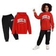 thumbnail image 1 of Kids Sweatsuit Set for Girls,2 Piece Long Sleeve Letter Pattern Tracksuit Hoodie Jogging Pants Fall Clothes Boys Jogger Set 4-5 Years, 1 of 3