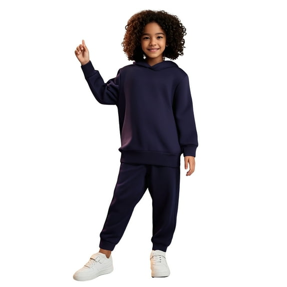 Kids Sweatsuit Set for Girls 2 Piece Long Sleeve Navy Sweatshirt Sweatpants Set Winter Clothes 4-5 Years Girls Outfits Boys Girls Fashion