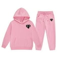 thumbnail image 1 of Kids Sweatsuit Set for Girls,2 Piece Long Sleeve Pink Pullover Hoodie Sweatshirt and Sweatpants Winter Clothes Boys Outfits Size 6-7 Years, 1 of 5