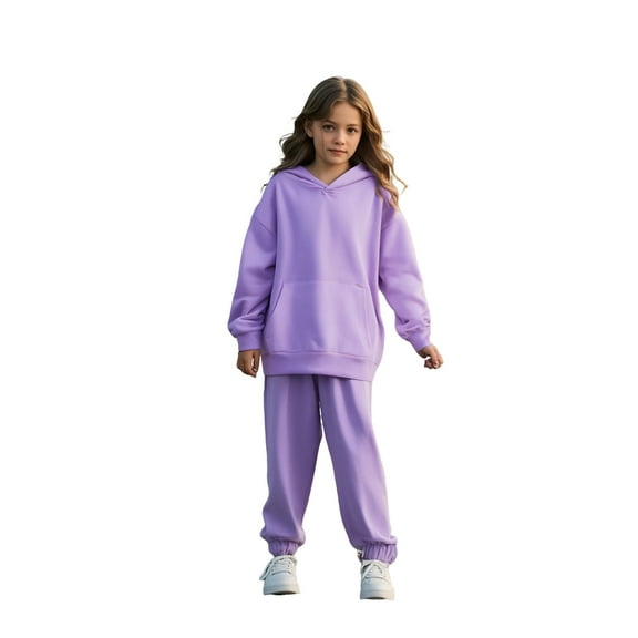 Kids Sweatsuit Set for Girls 2 Piece Long Sleeve Purple Hoodie Jogging Pants Fall Winter Clothes Boys Clothes 8-9 Years Boys Girls Fashion