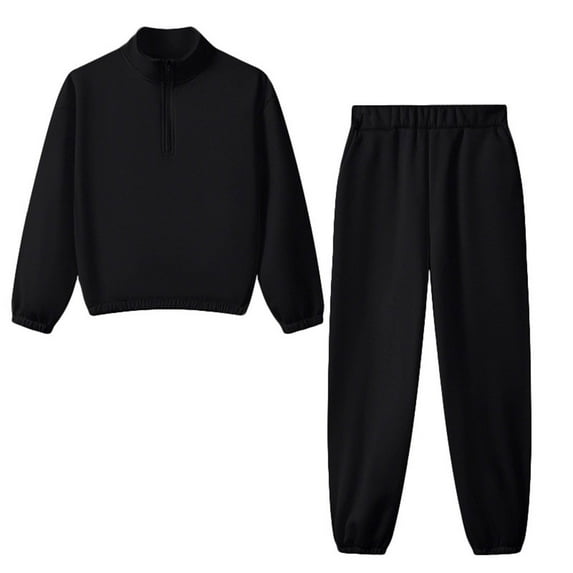 Kids Sweatsuit Set for Girls 2 Piece Long Sleeve Quarter Zip Sweatshirt Sweatpants Fall Winter Clothes Little Girls Clothes 9-10 Years