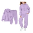 thumbnail image 1 of Kids Sweatsuit Set for Girls 2 Piece Long Sleeve Zip Up Hooded Sweatshirt and Sweatpants Warm Fall Winter Clothes Girls Size 9-10 Years Clothes, 1 of 9