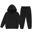 thumbnail image 1 of Kids Sweatsuit Set for Girls,2PC Long Sleeve Black Hooded Sweatshirt and Jogger Sweatpants Winter Clothes 4-5 Years Boys Clothes, 1 of 3