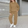 thumbnail image 1 of Kids Sweatsuit Set for Girls 2PC Long Sleeve Brown Hooded Sweatsuits Pullover Sweatpants Joggers Set Fall Winter Clothes Clothes for Teen Girls 2T, 1 of 3