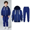 thumbnail image 1 of Kids Sweatsuit Set for Girls,2PC Long Sleeve Full ZipBlue Hooded Sweatshirt Sweatpants Joggers Set Warm Fall Winter Clothes Boys Outfits 5-6 Years, 1 of 6