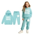 thumbnail image 1 of Kids Sweatsuit Set for Girls 2PC Long Sleeve Letter Graphic Basic Hoodie Sweatpants Set Fall Winter Clothes Tracksuit Jogging Outfits Set 6-7 Years, 1 of 7