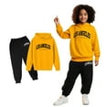 thumbnail image 1 of Kids Sweatsuit Set for Girls 2PC Long Sleeve Letter Graphic Hooded Sweatshirt Sweatpants Joggers Set Winter Clothes Boys Athletic Sets 11-12 Years, 1 of 4