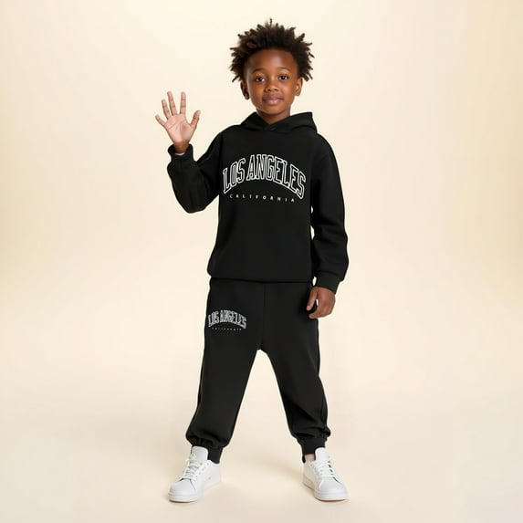 Kids Sweatsuit Set for Girls 2PC Long Sleeve Letter Graphic Pullover Hoodie Sweatshirt Jogger Set Fall Winter Clothes Clothes for Boys 7-8 Years