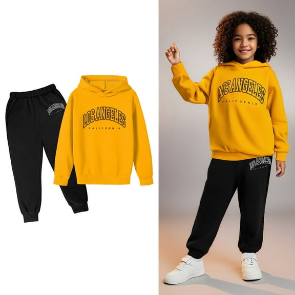 Kids Sweatsuit Set for Girls,2PC Long Sleeve Letter Pattern Sweatshirt Jogger Set Warm Fall Winter Clothes 4-5 Years Girls Outfits