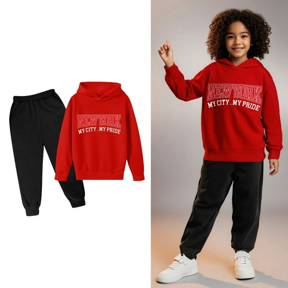Kids Sweatsuit Set for Girls,2PC Long Sleeve Letter Pattern Tracksuit Pullover Hoodie Leggings Pants Winter Clothes Clothes for 9-10 Years Old Girls