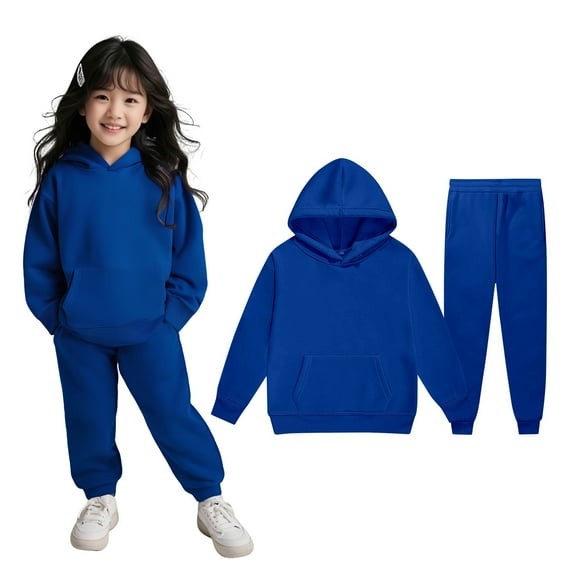 Kids Sweatsuit Set for Girls 2PC Long Sleeve Solid Sweatshirt and Active Jogger Pants Warm Fall Winter Clothes 6-7 Years Old Girl Clothes