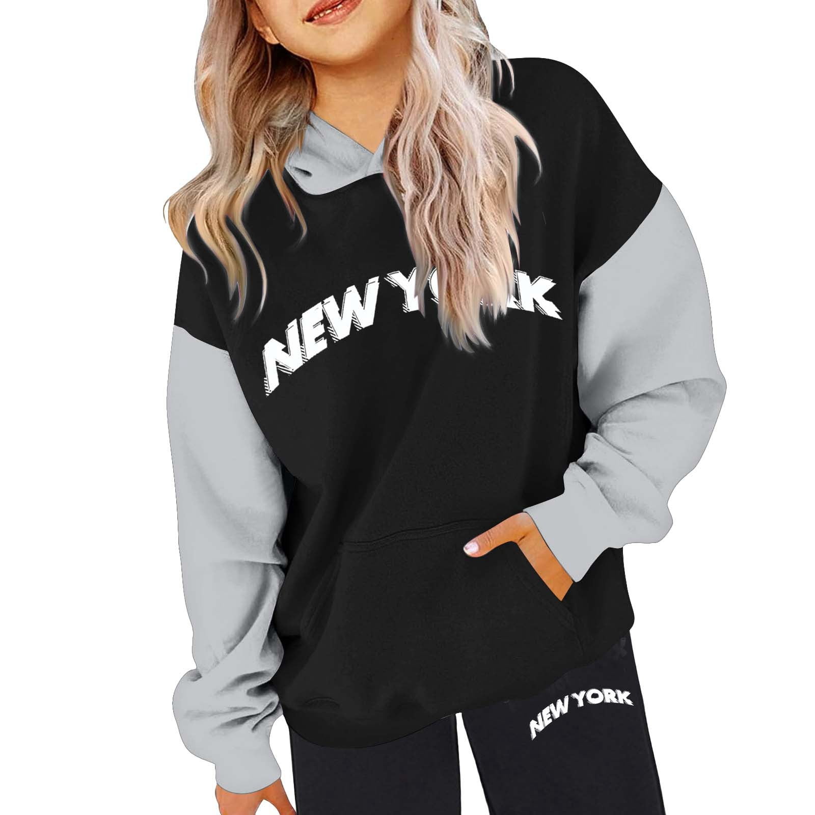 Yuccalley Women's Color Block Hoodie - Striped Long Sleeve, V-Neck, High-Low Hem, Super Soft & Comfy - View #9