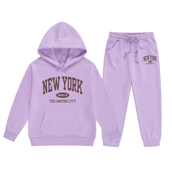 Kids Sweatsuits Girls Sweat Set Child Toddler Boys Girls Long Sleeve Solid Warm Hoodie Pullover Tops Pants Kids Outfits Sweat Suit