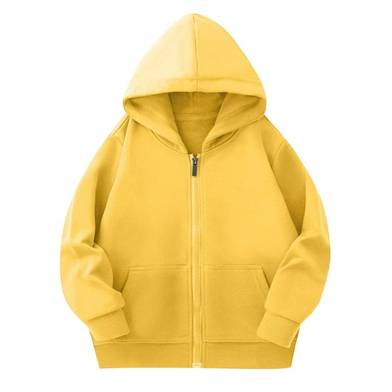 Kids Swetshirts Girls Boys Children Fleece Plain Hoodie Top Hooded Jacket Full Zip Up Warm Hoody Coat Long Sleeve Jumper Tops with Pockets Casual Sweatshirt Loungewear