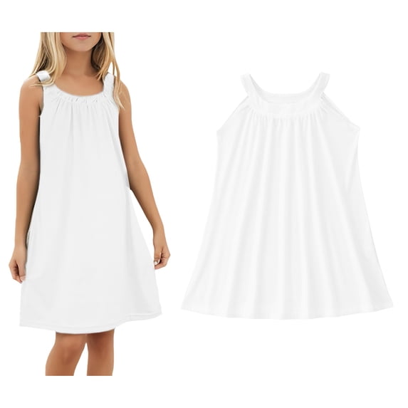 Kids Swim Cover Up Girl Sleeveless Tank Dresses Quick Dry Beach Dress Girls Swim Suit Cover Up 9-10 Years