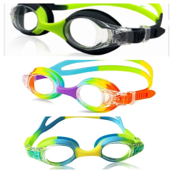 Kids Swim Goggles, 3 Pack Toddler Swimming Goggle with Soft Silicone Nose Bridge No Leak Anti-Fog for Kids 3-14