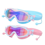 Kids Swim Goggles for Age 3-15 Boys Girls, 2 Pack Swimming Goggles Anti Fog No Leaking Anti Fog Kids Goggles and 2024 Upgraded Design with Ear Nose Plug