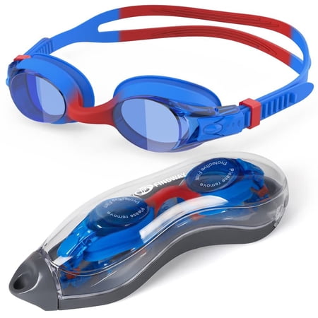 Kids Swim Goggles, Goggles for Swimming Kids (Age 3-14 ) Anti Fog No Leak Swiming Goggles,Blue and Red