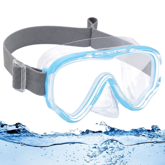 Kids Swim Goggles with Nose Cover (Ages 3-14) – Anti-Fog & UV Protection Swimming Mask with Elastic Fabric Strap, Soft Silicone Seal Diving Goggles for Boys and Girls, Blue