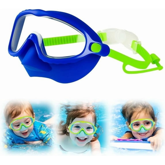 Kids Swim Goggles with Nose Cover, Anti-Fog UV Protection Wide View Swimming Goggles for Kids 3-15, No Leaking Pool Accessories for Youth Boys Girls Toddler