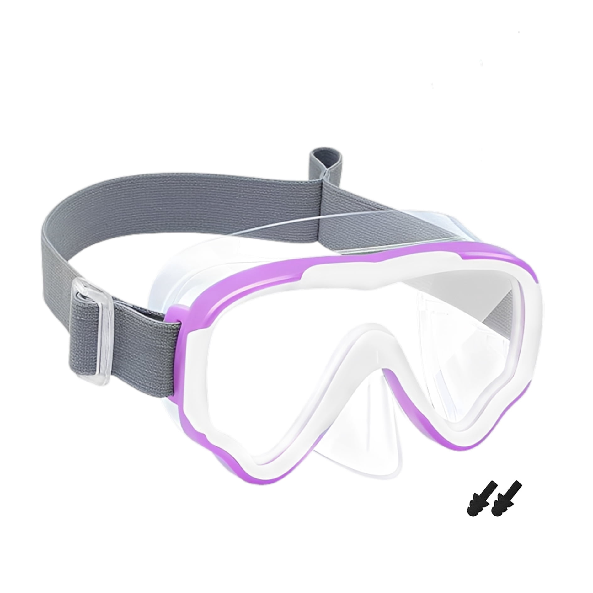 Kids Swim Goggles with Nose Cover, Diving Mask Elastic Fabric Strap Anti Fog Anti Shattered Lens Anti-scratch Anti-fog Swim Mask for Kid Children Swimming Goggles 3-14 Purple
