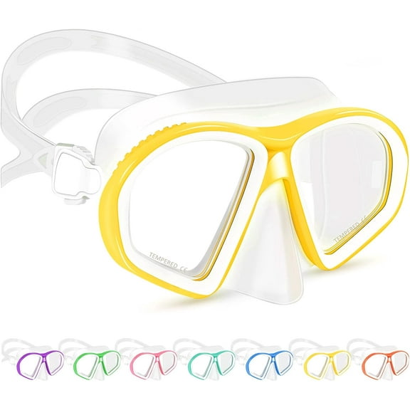 Kids Swim Goggles, Swim Mask with Nose Cover, Tempered Glass Snorkel Diving Mask for Youth Boys Girls Age 6-14