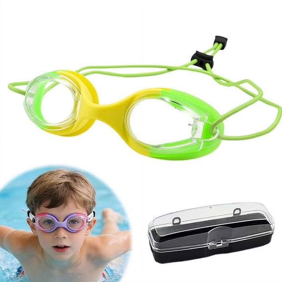 Kids Swim Goggles With Adjust Bungee Strap, No Leaking Anti-Fog for Boys Girls Age 6-14
