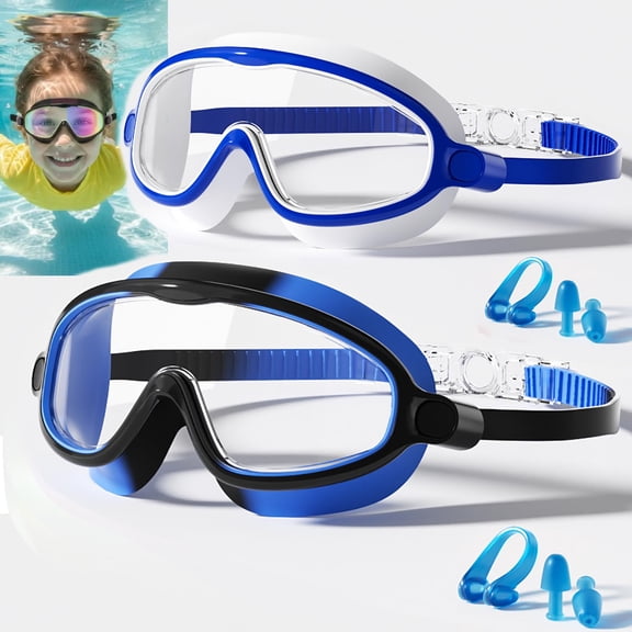 Kids Swim Goggles for 3-15,UV Protection Anti-Fog Pool Water Wide View Swimming Goggles for Kids Boys Girls