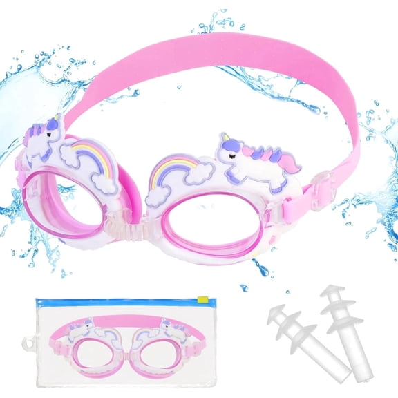 Kids Swim Goggles for Girls Ages 3-12, Anti-Fog No Leak Swim Goggles with UV Protection, Wide Clear View Waterproof Pool Goggles for Toddler Youth