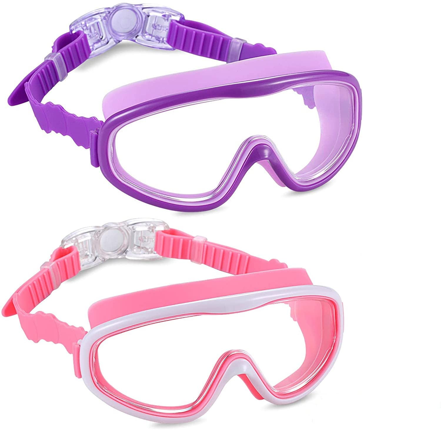 Kids Swim Goggles for Age 3-15, 2 Pack Kids Goggles for Swimming, No ...